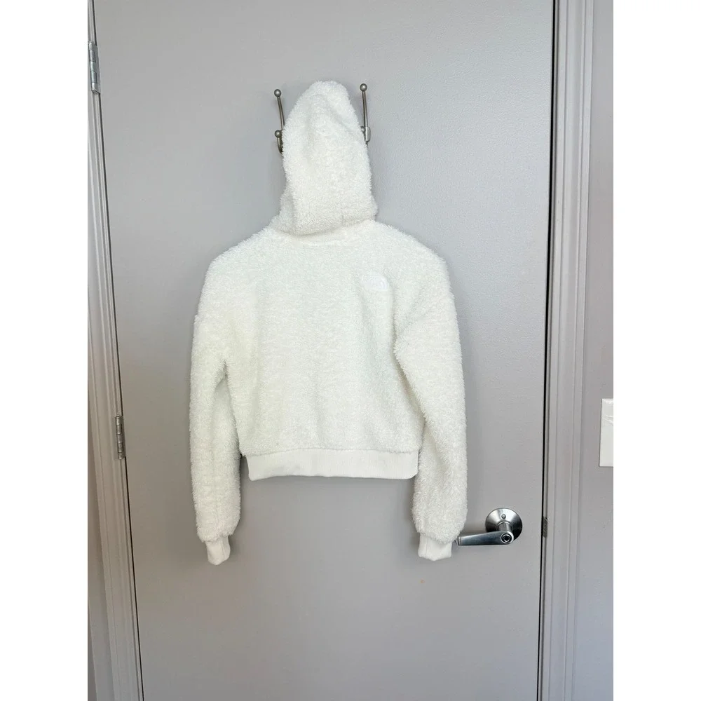 The North Face Fleece Hoodie Girls L 12 Cream High Pile Full Zip Jacket